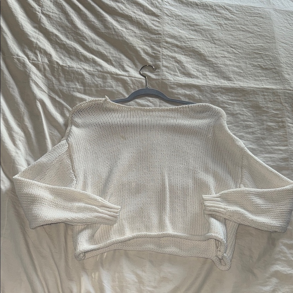 Aerie Off-the-Shoulder White Sweater